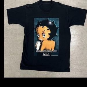 NWOT Betty Boop 1995 Milk Graphic T-Shirt Limited Edition,size medium,black
